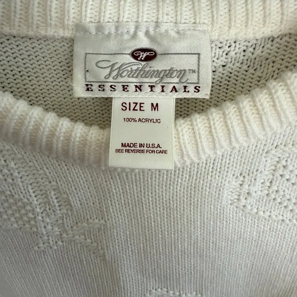 Vintage Worthington Sweater 80s Floral Embroidery Hearts Kitsch Cute Size Medium